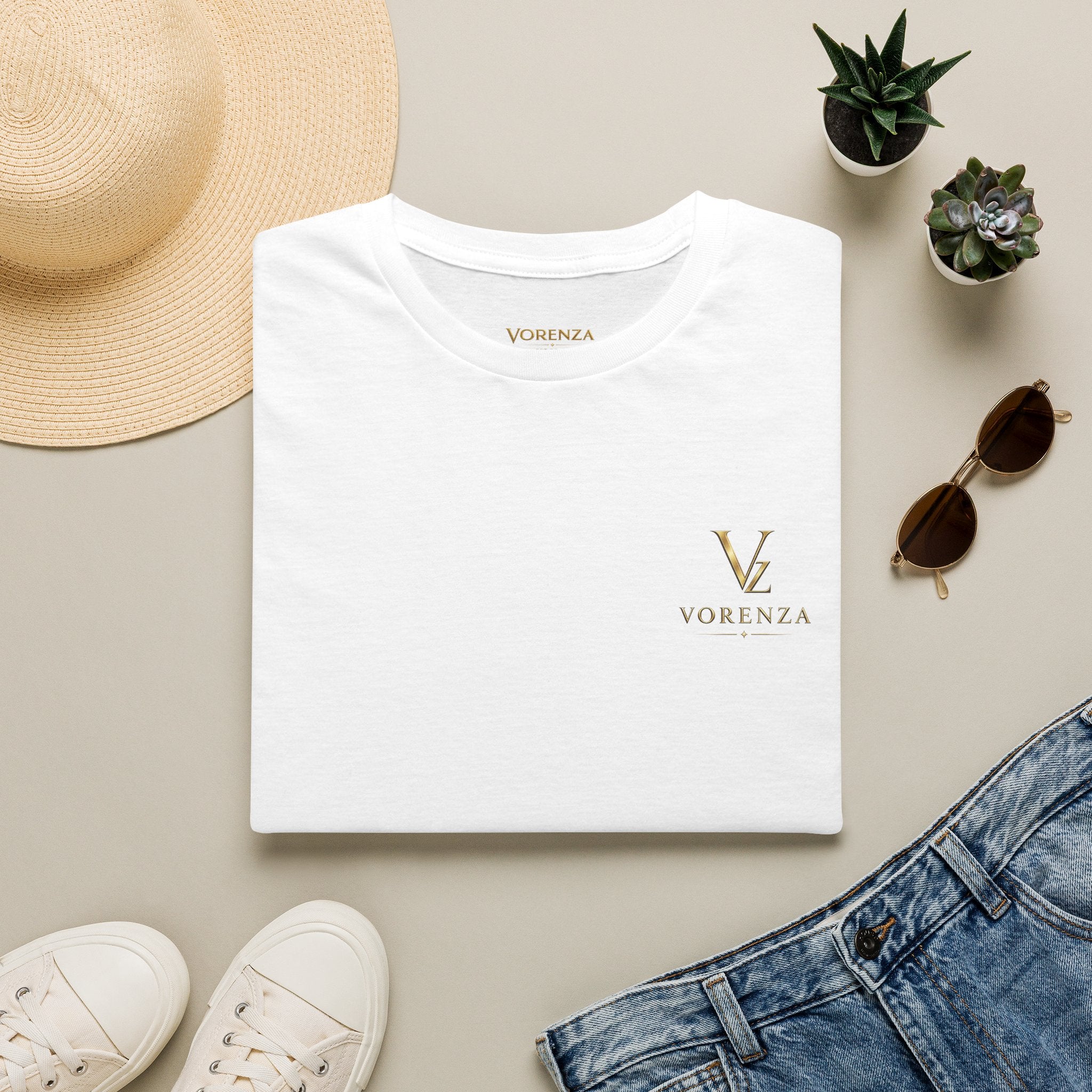 Vorenza Classic Black/White T-Shirt | Premium Gold Detail